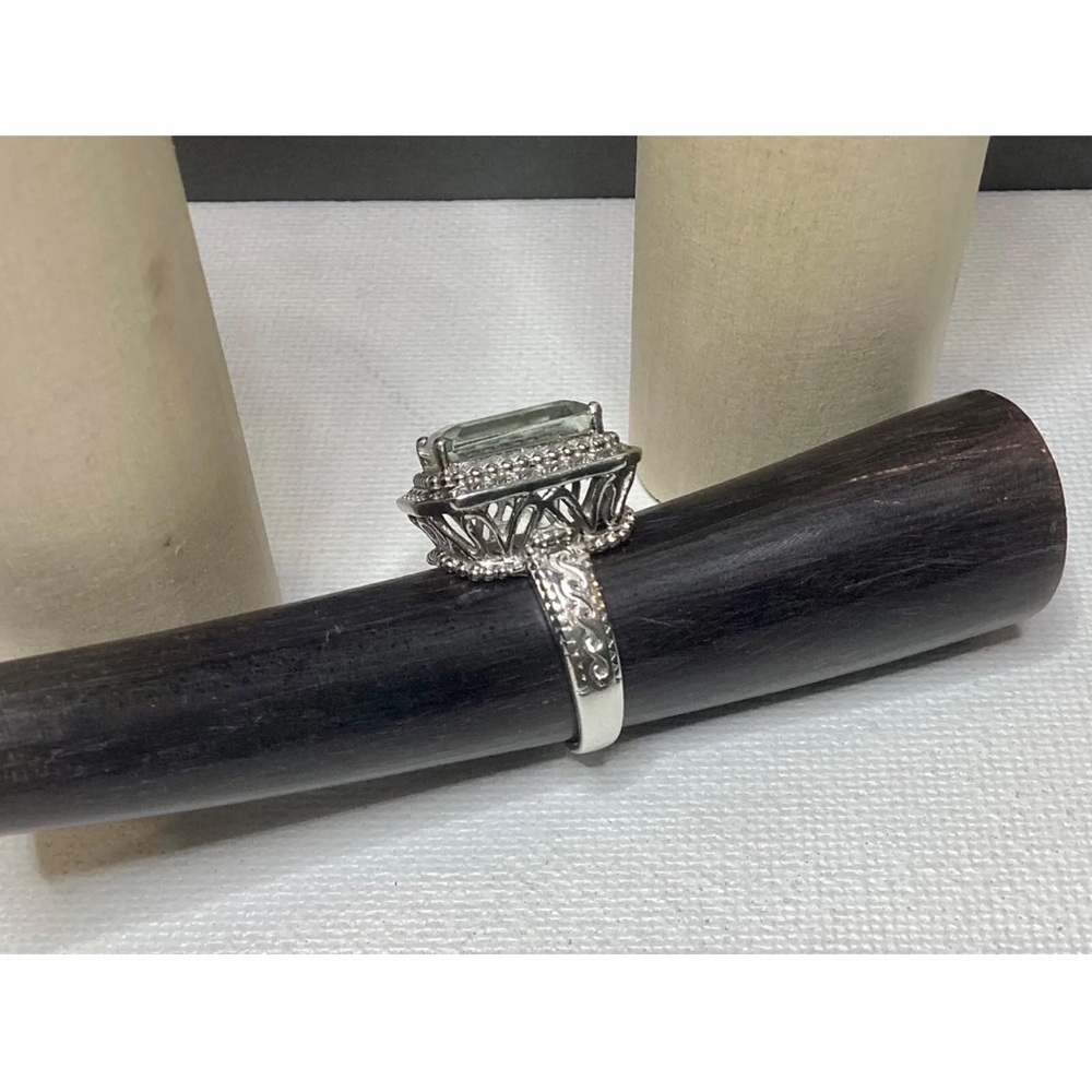💚Rectangular Cut Quartz Sterling Silver Ring by Sai Krishna Jewelry SZ 7💚 - Picture 6 of 11